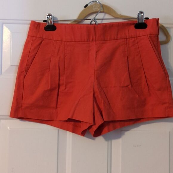 𝅺coral orange J. Crew pleated shorts pockets side zipper summer fun beach - Picture 1 of 10